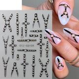 2KS 5D embosovaný gotický punk Nálepka na nehty, Nálepka Nagel Selbstklebend Kreuz Und X-Form Halloween Nagelaufkleber, Nageldesign Zubehör Für Damen Nail Art