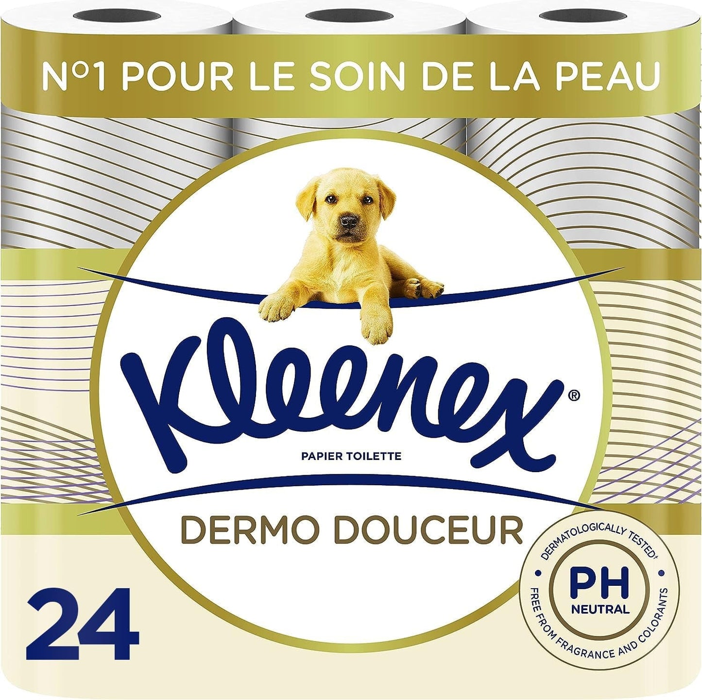 KLEENEX Dermo Douceur 4230420 Toaletní papír, 24 rolí (4 X 6 rolí) bílý, 24 Unité (šarže 6)