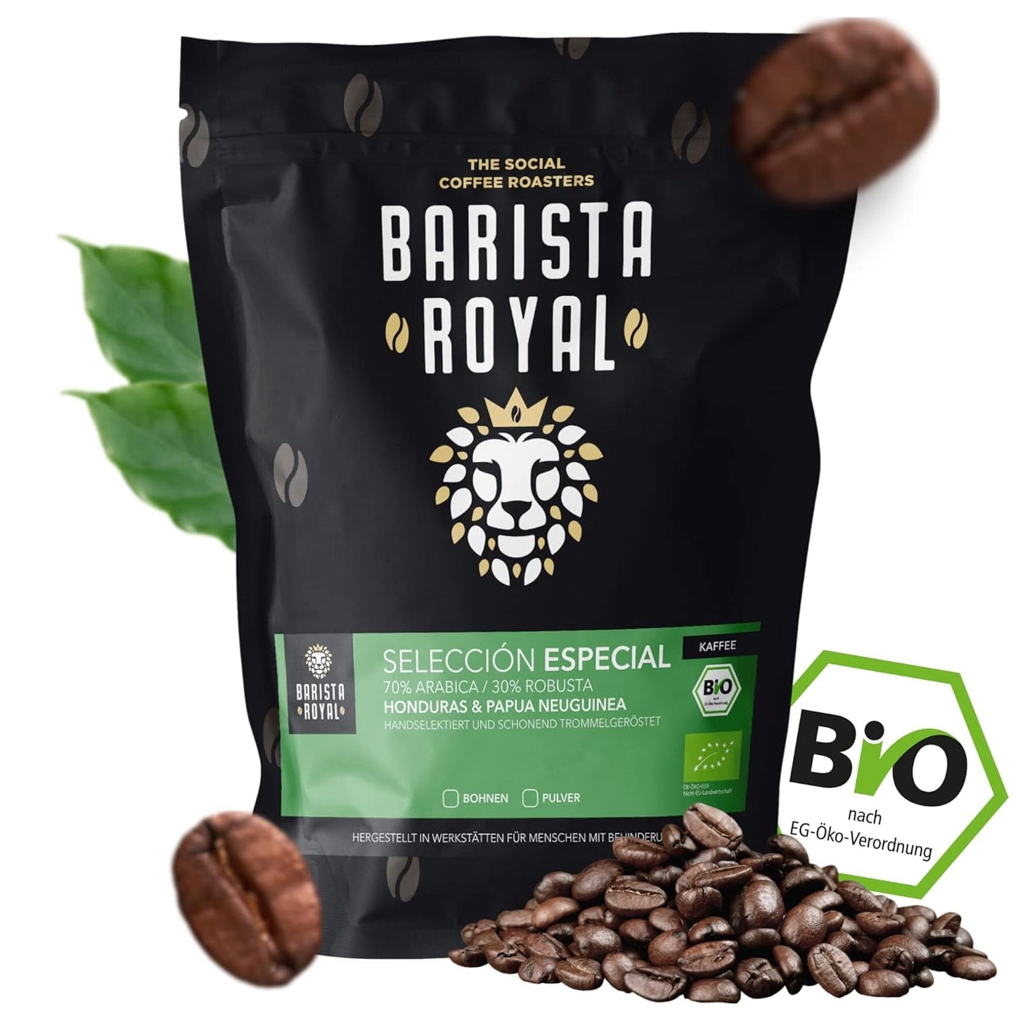 BARISTA ROYAL Bio Kaffeebohnen 1kg "Speciální výběr" | Frische Kaffeebohnen direkt gehandelt | 70% Arabica, 30% Robusta Kaffee ganze Bohnen | Ideální pro plně automatické a filtrační stroje