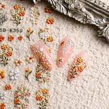 JMEOWIO 3D Nálepka na nehty Blumen Nálepka na nehty Selbstklebend Nagelaufkleber 5D Stereoskopický Herbst Blumen Dekoration Nageldesign Zubehör 4 Blatt