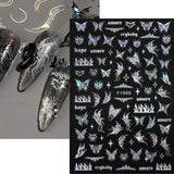 4 Blätter Holographisch Laser Weiß Schmetterling Nálepka na nehty,Y2K Aurora Schmetterlinge Stern Nálepka na nehty 3D Flamme Herz Nageldesign Nálepka na nehty Selbstklebend Nagel Nálepka Nagel Zubehör Nail Art