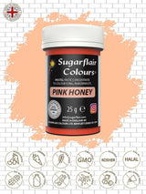 Sugarflair Pastel Pink Honey Food Coloring Paste - Vysoce koncentrovaná pro použití s ​​máslovým krémem, cukrovou pastou, královskou polevou nebo směsí na dorty, zářivé potravinářské barvivo - 25 g