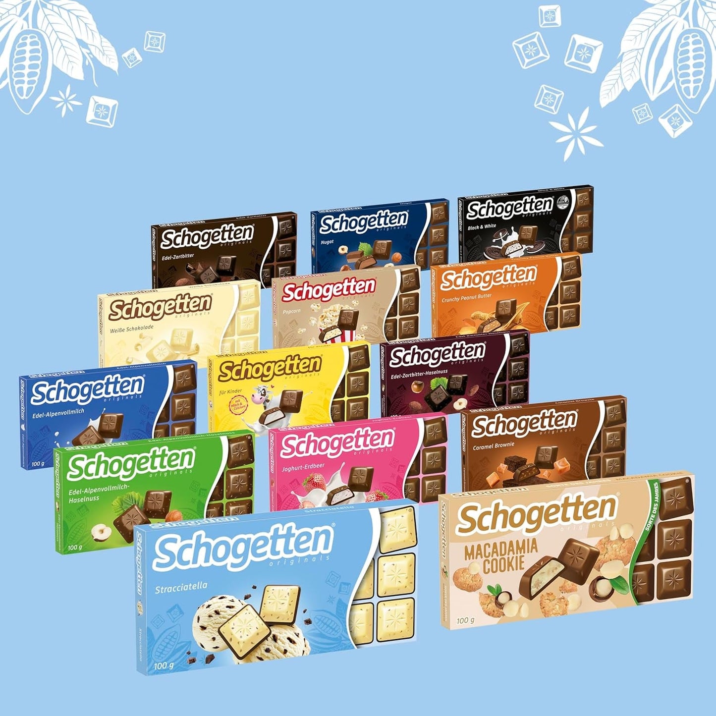 Čokoládová tyčinka Schogetten Stracciatella 100g, jednotlivě porcovaná. Potěšení. Kousek po kousku.