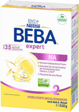 BEBA Expert HA 2 Pokračovací mléko po 6 měsících, kojenecká výživa s hydrolyzovanou bílkovinou, pouze laktóza, bez palmového oleje, balení 6 ks (6 x 550 g) Naty Shop