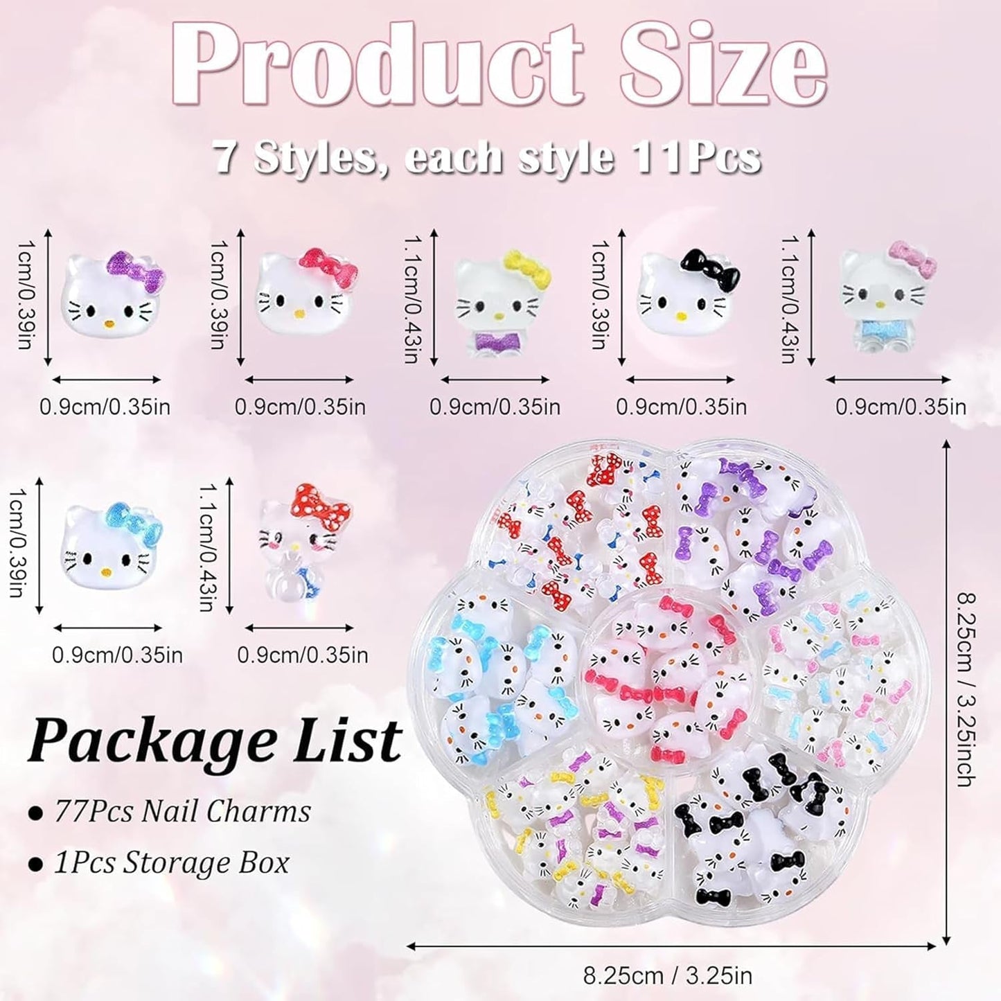3D nálepky na nehty pro kočky, třpytky na nehty, flitry, pryskyřicové nálepky na nehty, drahokamy na nehty, diamanty pro nail art, včetně voskové tyčinky s drahokamy (barevná kočka)