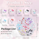 3D nálepky na nehty pro kočky, třpytky na nehty, flitry, pryskyřicové nálepky na nehty, drahokamy na nehty, diamanty pro nail art, včetně voskové tyčinky s drahokamy (barevná kočka)