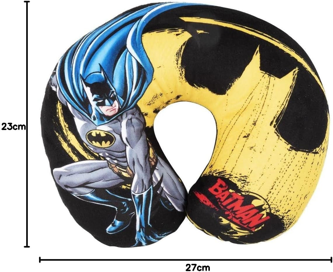 DC Comics Měkký Batman Cestovní polštářek na krk do auta Bezpečnost dětí Pohodlí Superhrdina Bat Man, Cuscino Da Viaggio Auto, Světle modré, Cestovní polštáře jedné velikosti Naty Shop