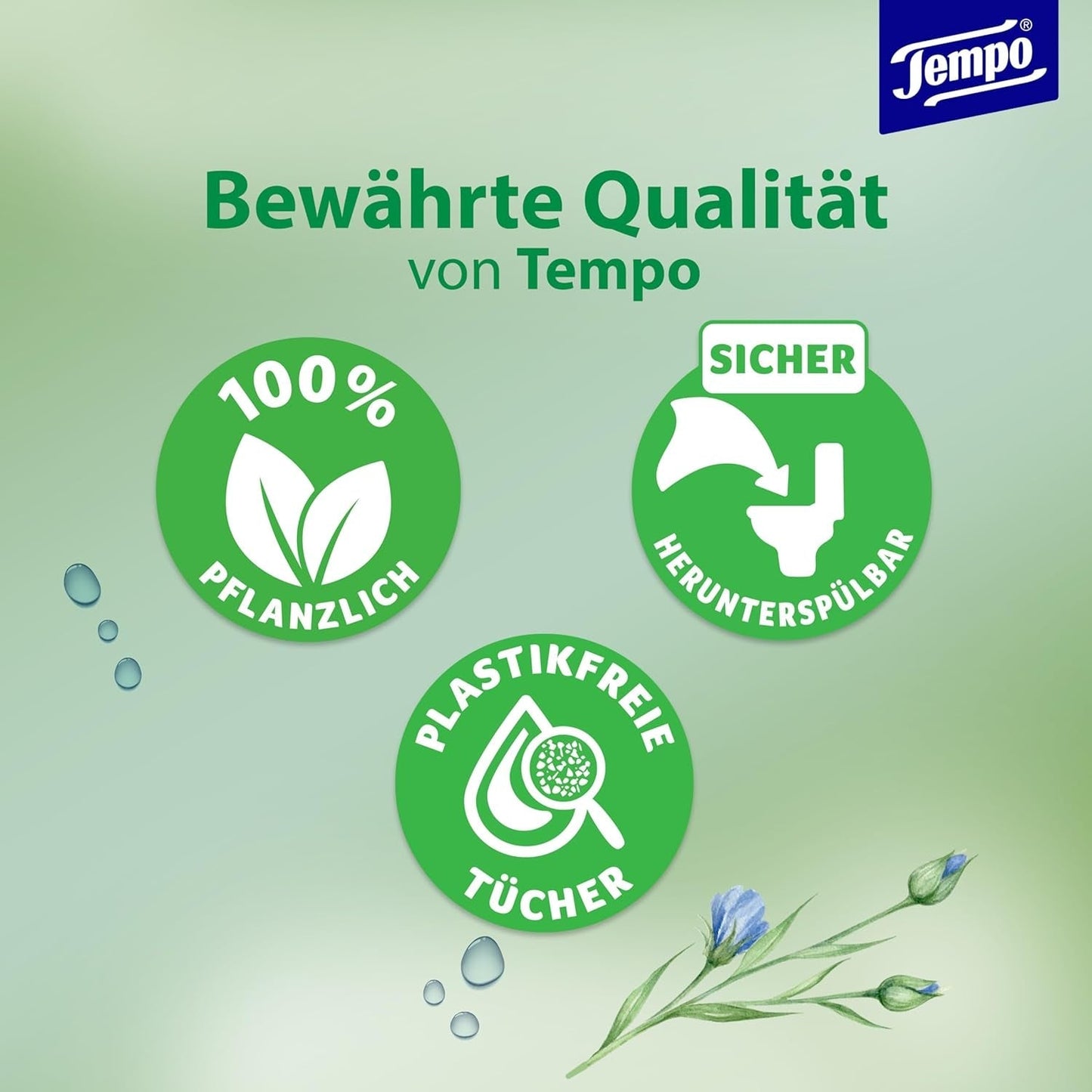 Toaletní ubrousky Tempo "Gentle & Caring" - Megapack - 16 balení po 42 ubrouscích - Duo Packs - s přírodním heřmánkem - toaletní papír, dermatologicky testovaný a neutrální vůči pH pokožky