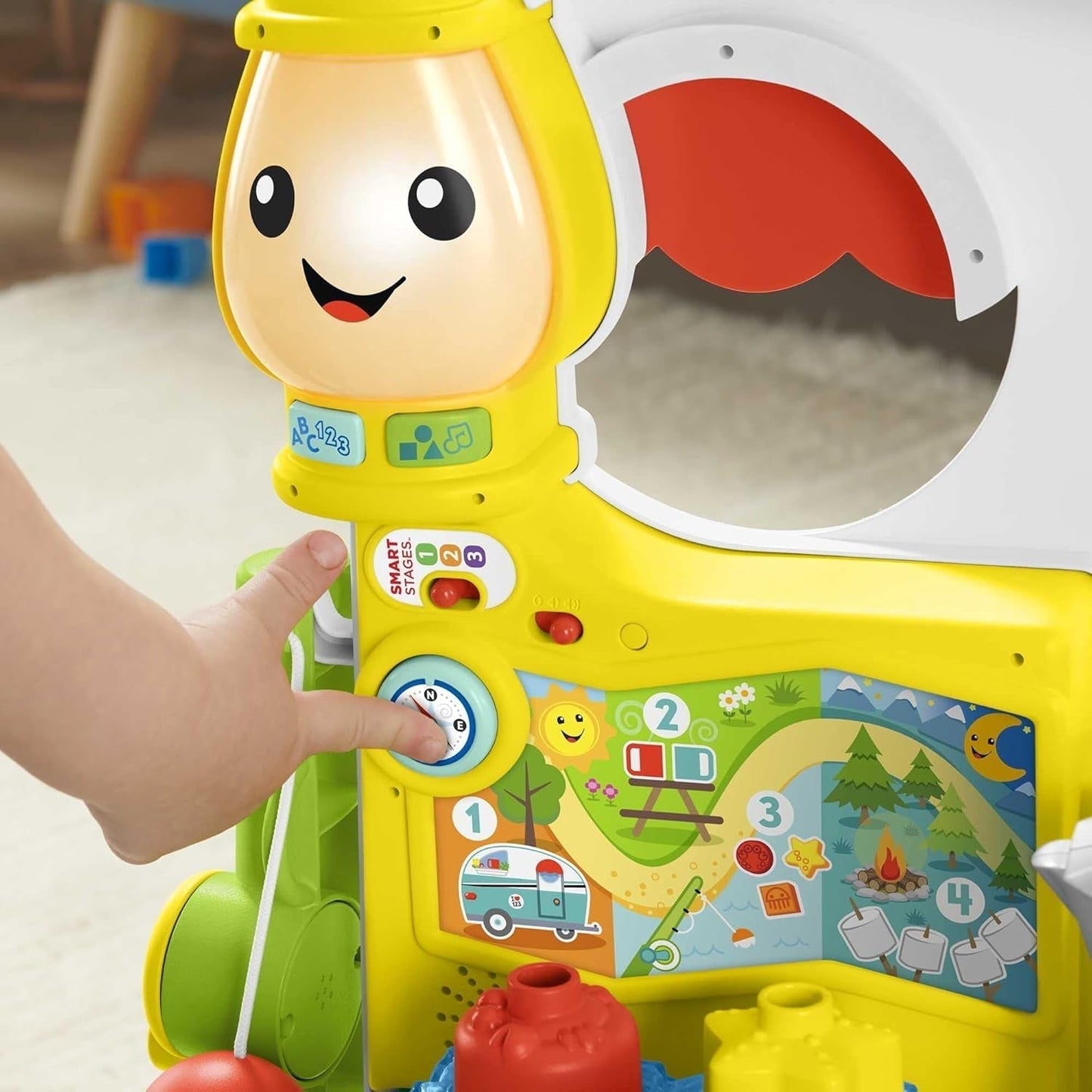 Fisher-Price - Smějte se a učte se Camper 3 v 1 dětská tlačná hračka a centrum hudebních aktivit Hračka pro miminka 9-36 měsíců HCK51 Hračky pro miminka Naty Shop