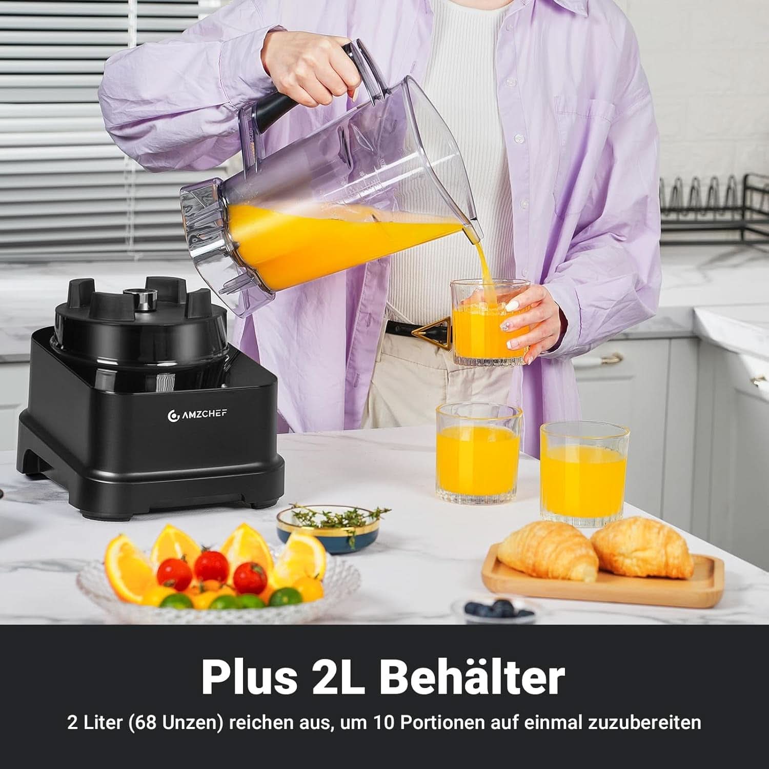 Mixér AMZCHEF, 8 chytrých menu a 10 rychlostí, LCD dotyková obrazovka Kitchen Naty Shop