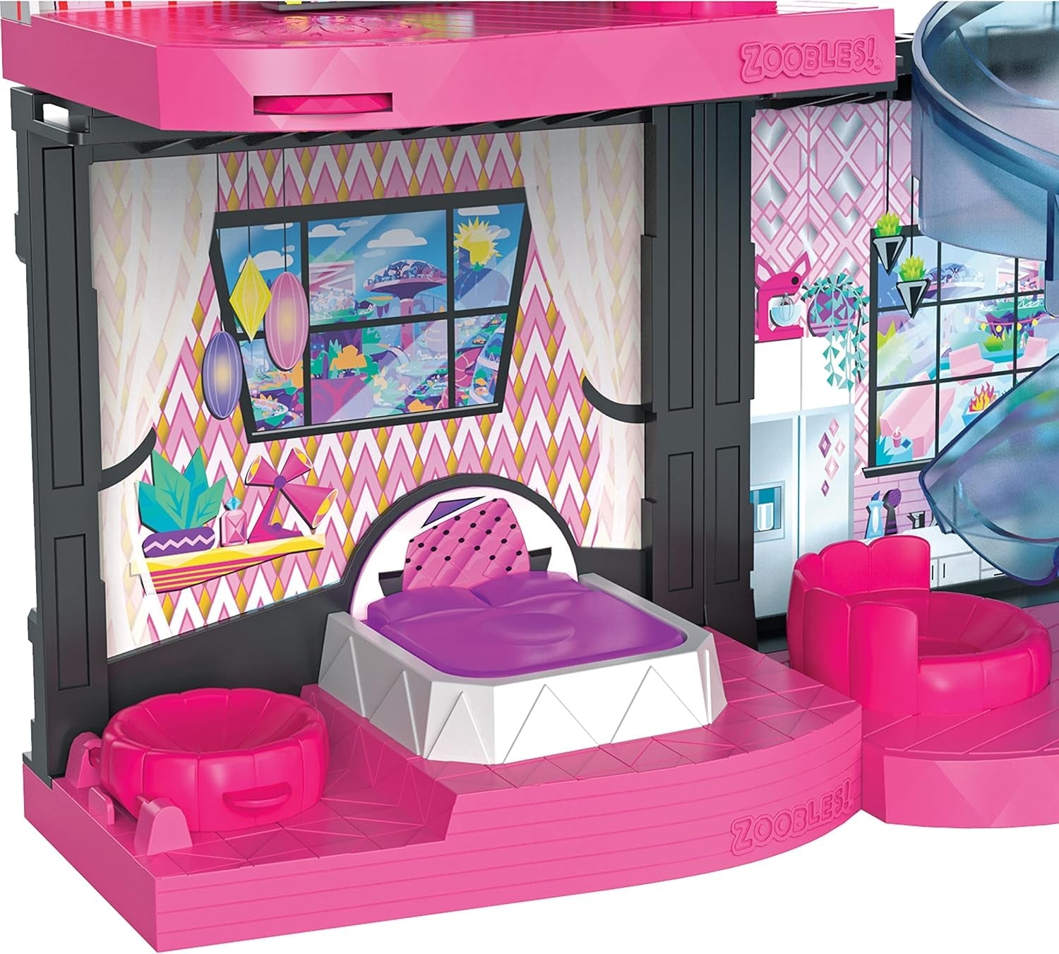 Zoobles Magic Mansion Transformovatelný 6pokojový dům snů, skluzavka a příslušenství