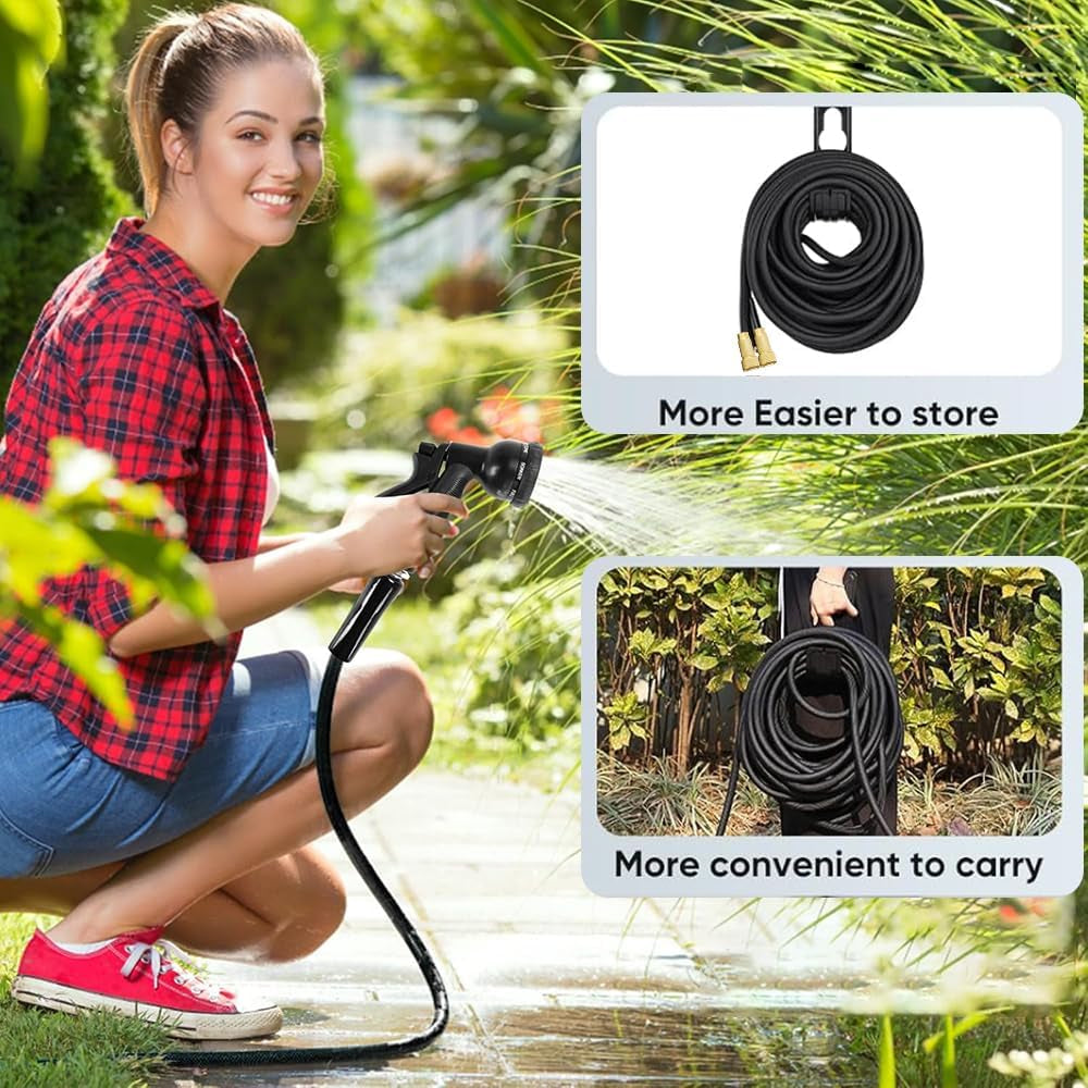 15m flexibilní prodlužovací zahradní hadice, flexibilní hadice na vodu s 8 funkcemi rozstřikování, 1/2 palce až 3/4 palce flexibilní zahradní hadice, pro zavlažování zahrady, mytí aut, mytí a zalévání