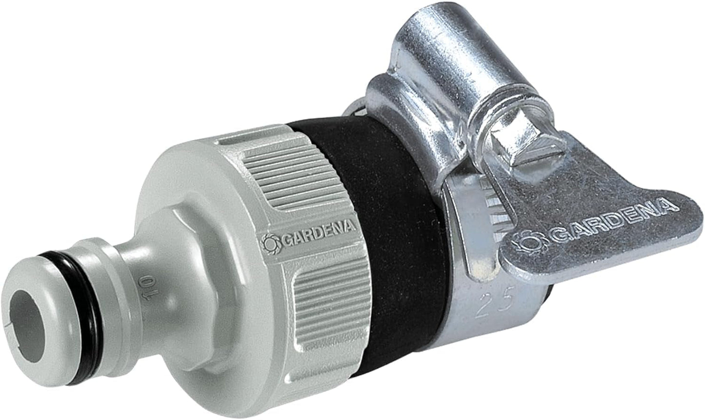 Gardena Water Thief: Univerzální faucetový adaptér pro připojení zahradní hadice Gardena k vnějšímu průměru 14-17 mm. bezzávitová baterie, odolná proti korozi (2908-20)
