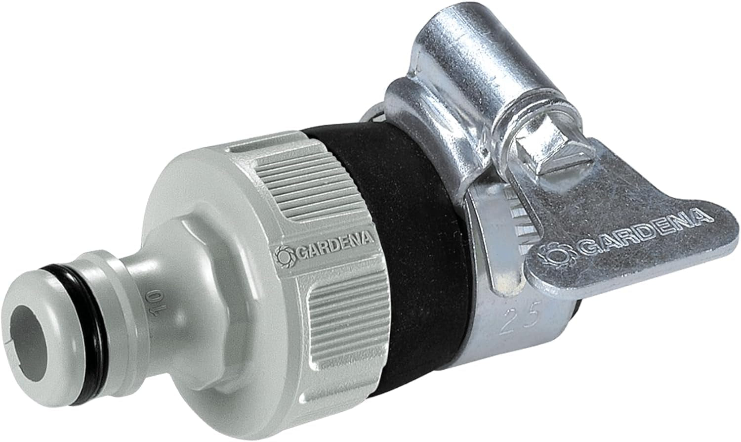 Gardena Water Thief: Univerzální faucetový adaptér pro připojení zahradní hadice Gardena k vnějšímu průměru 14-17 mm. bezzávitová baterie, odolná proti korozi (2908-20)