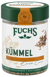 Fuchs Gewürze - Kümmel ganz - kräftiges Gewürz für Kohl- und Fleischgerichte oder zu Bratkartoffeln - přírodní složka - 60 g v wiederverwendbarer, recyclebarer Dávka
