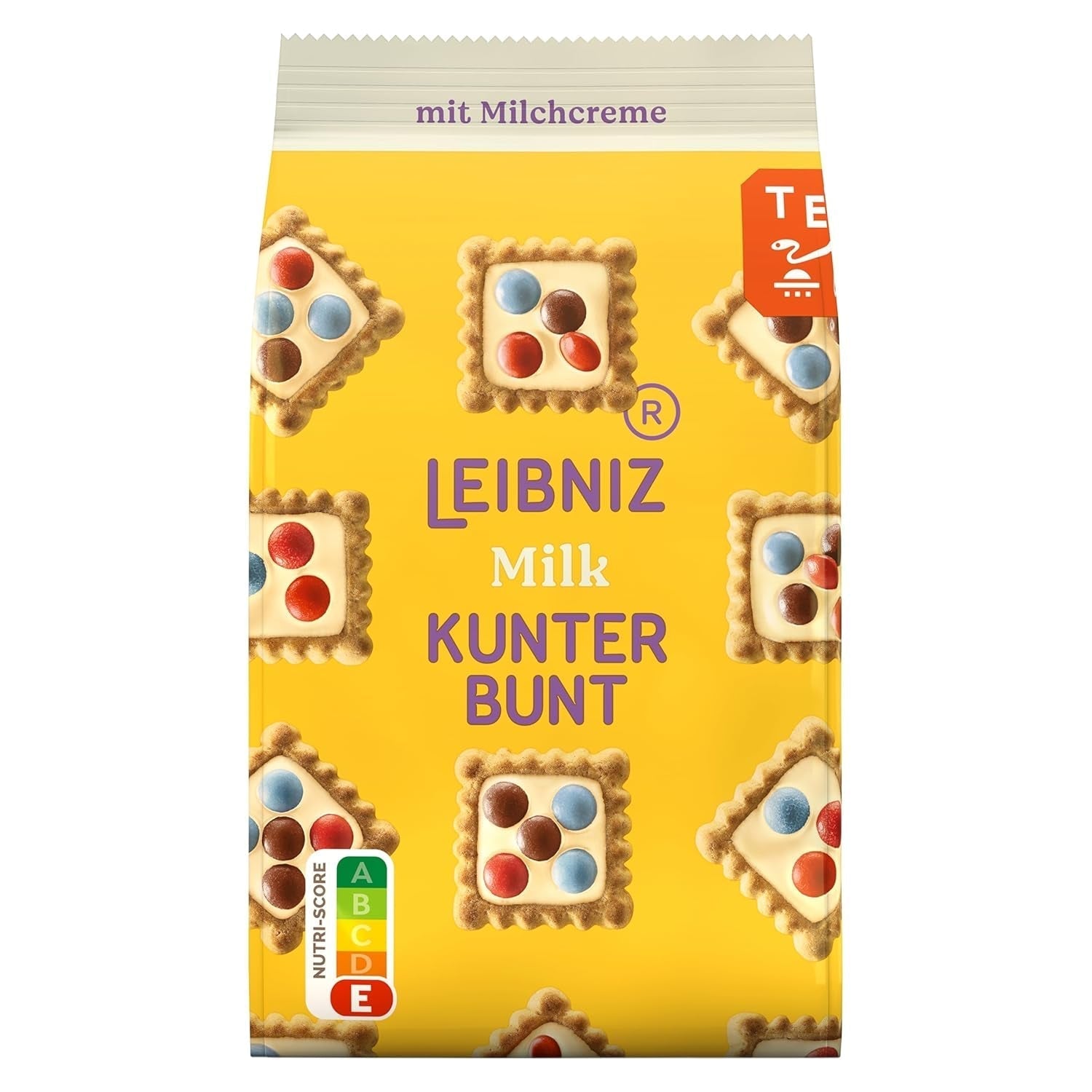 LEIBNIZ Kunterbunt Milk, balení 12 ks, Křupavé sušenky s mléčným krémem a kousky čokolády (12 x 125 g)