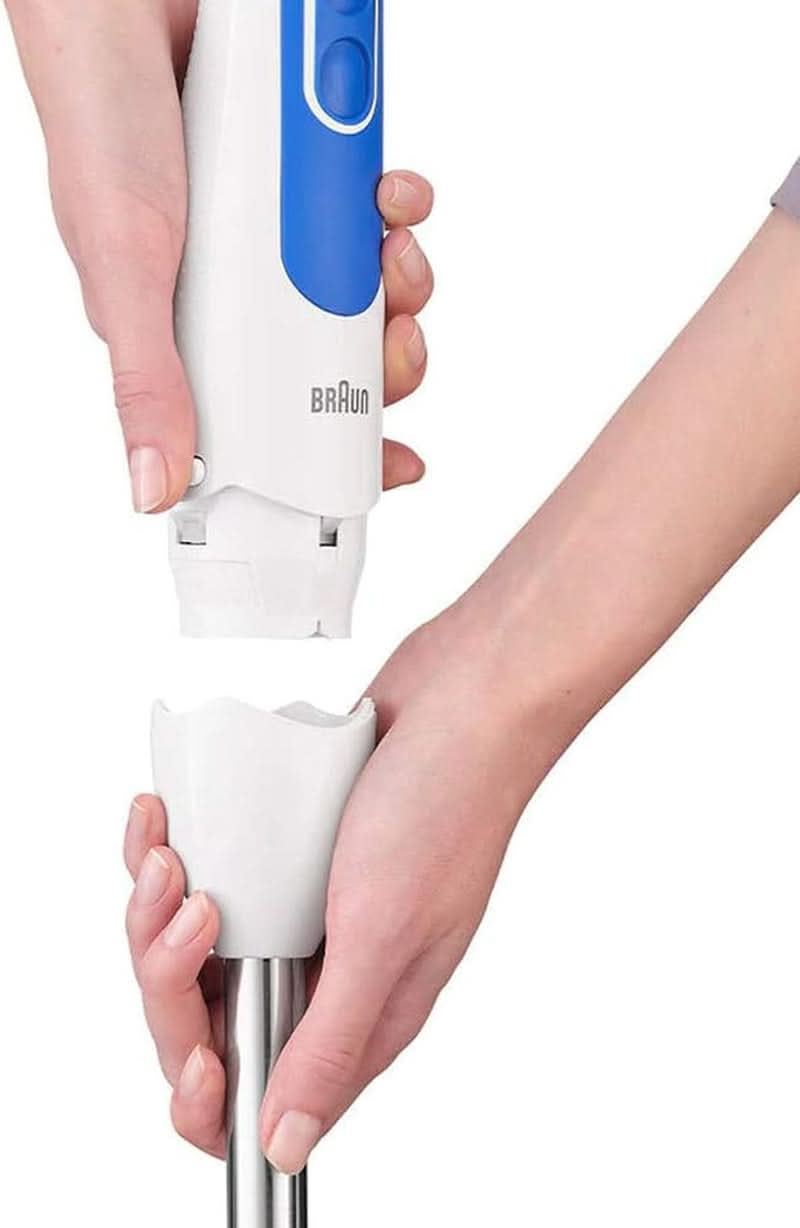 Braun Household Stabmixer MQ 3035 WH - Multiquick 3 Pürierstab Mit Edelstahl-Mixfuß, 2 Geschwindigkeiten, Spritzschutz, Spülmaschinenfest, Zerkleinerer, Schneebesen & 600 ml Mix- Und Messbecher Shop, Weiß Kitchen