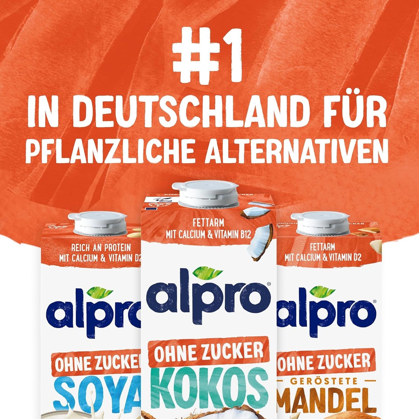 Alpro Kokosnussdrink ohne Zucker – Ohne Süßstoffe – Vegan und Milchfrei – Von Natur aus laktosefrei a fettarm – Bohaté na vápník a vitamíny – 8 x 1 l