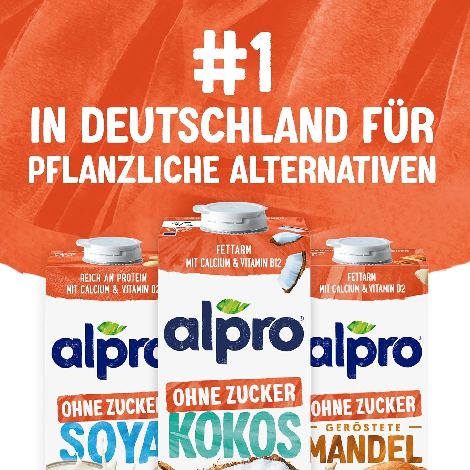 Alpro Kokosnussdrink ohne Zucker – Ohne Süßstoffe – Vegan und Milchfrei – Von Natur aus laktosefrei a fettarm – Bohaté na vápník a vitamíny – 8 x 1 l
