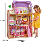 KidKraft Kayla dřevěný domeček pro panenky s nábytkem a doplňky, 3patrová herní sada pro 30cm panenku, hračka pro děti od 3 let, 65092 – exkluzivně na Amazonu