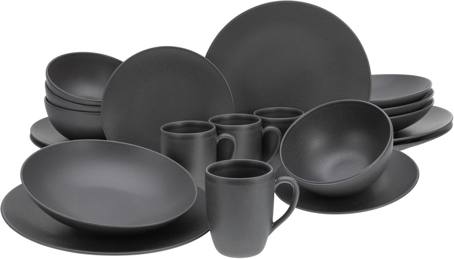 Creatable, 23146, SOFT TOUCH BLACK Series, 20dílná sada nádobí, Porcelánová kombinovaná služba, Vhodné do myčky a mikrovlnné trouby, Vyrobeno v Portugalsku