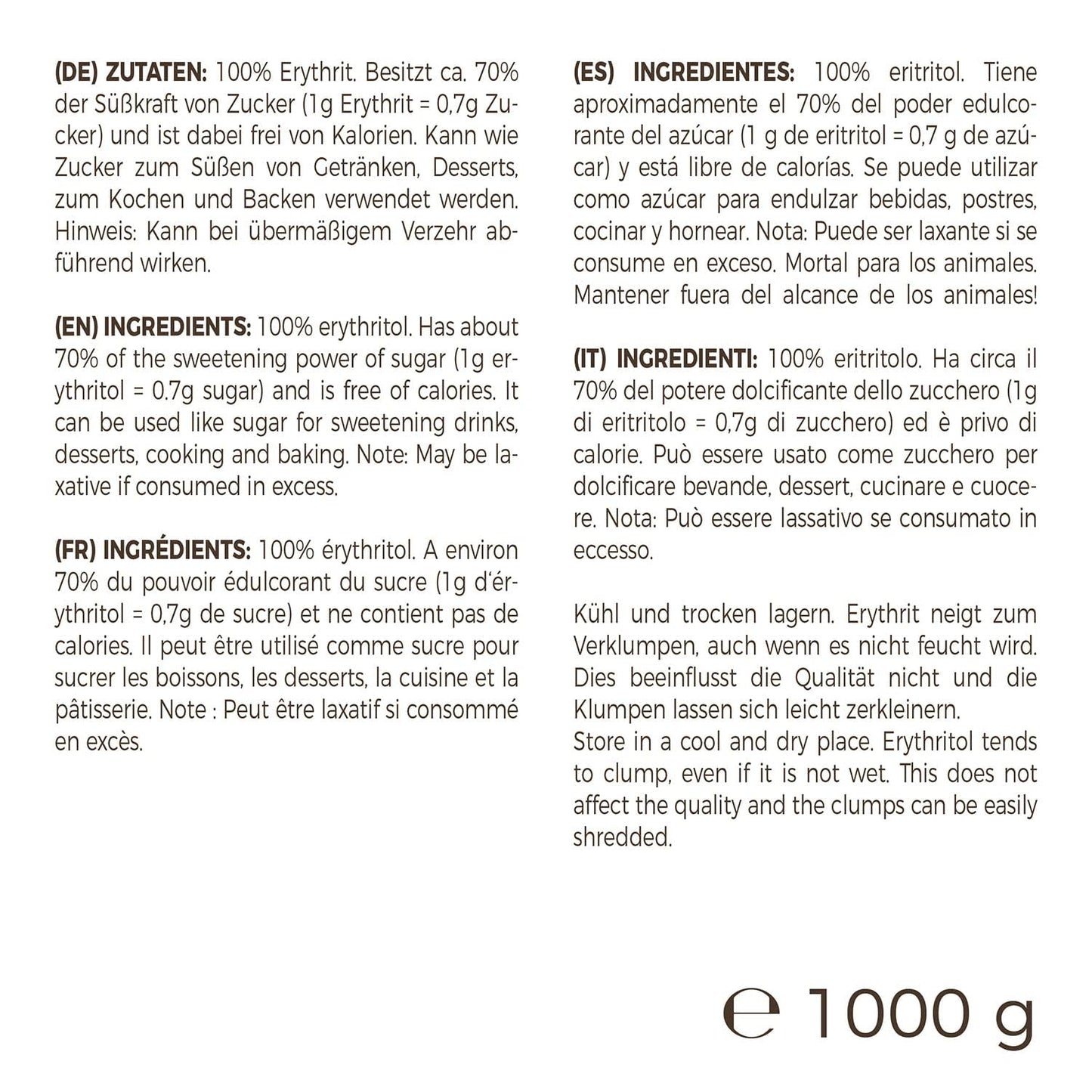 Greatvita Erythritol 1000 G | Kalorienfreie Süßungsmittel & Zucker-Alternative | Zahnfreundlich, Gut Löslich & Glutenfrei | Ideal Für Getränke, Dezerty & Baken Sweeteners Naty Shop