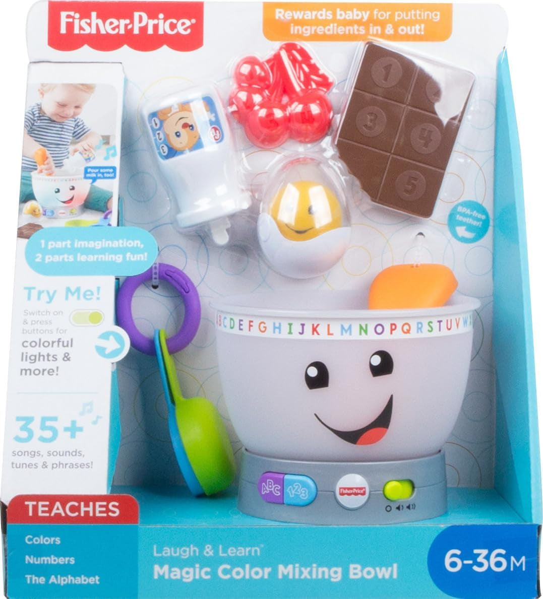 Fisher-Price Laugh & Learn Baby Learning Toys, Magic Color Míchačka s hudbou a světly na 6 měsíců+, GJW20 Baby Toys Naty Shop