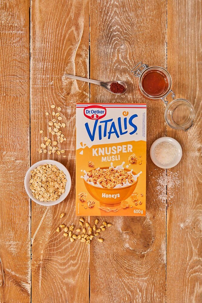 Oetker Vitalis Křupavé medy: Medové křupavé müsli ke snídani a svačině, 5 balení (5 x 600 g)