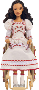 Módní panenka Mattel Wicked Nessarose a doplňky, včetně invalidního vozíku, s kudrnatými hnědými vlasy, různými pozicemi a odepínatelnými plesovými šaty, HXY36