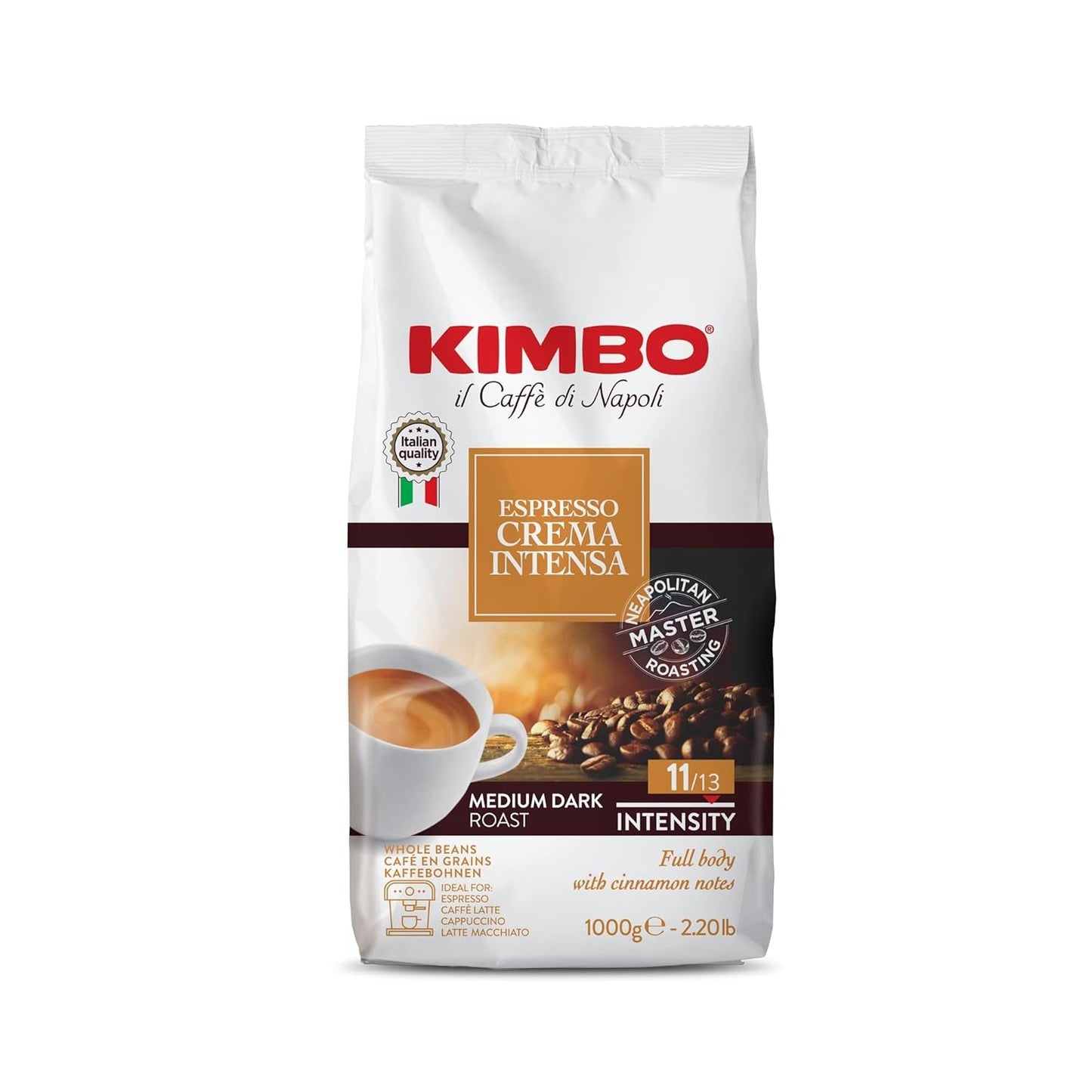Espresso Crema Intesa, 6 kávových zrn x 1 kg, plná a intenzivní směs, intenzita 11/13, střední pražení, 6 balení po 1 kg