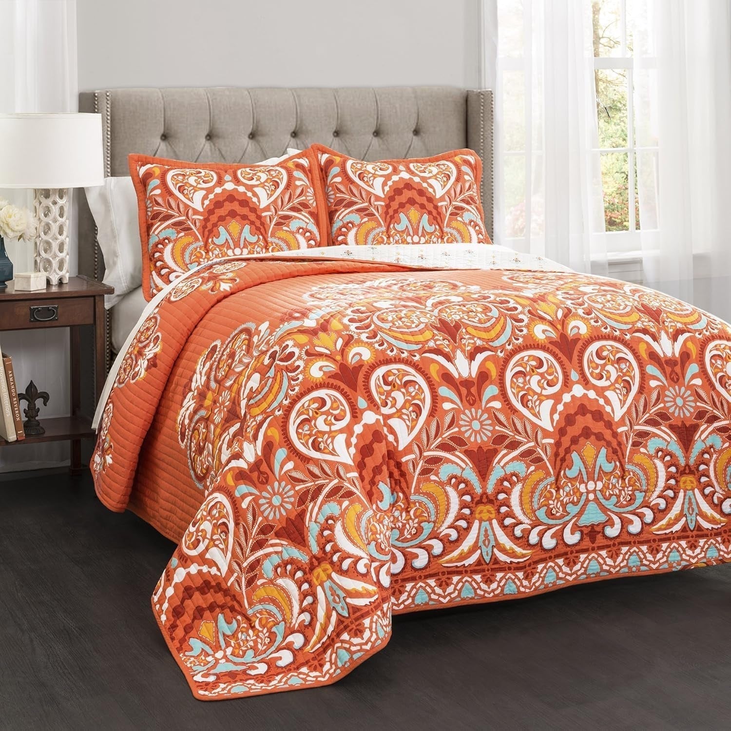 Lush Decor Přikrývka Clara, bavlna, tyrkysová a mandarinka, přikrývky a přikrývky plné/královna Naty Shop Orange King