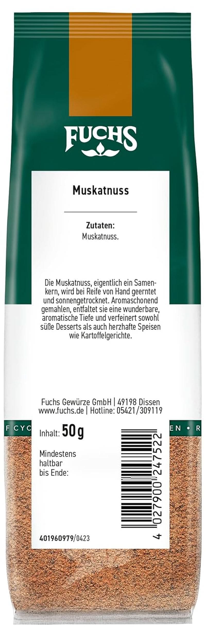 Fuchs - Mletý muškátový oříšek, 50 gramů Condimente Naty Shop