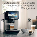 Siemens EQ900 TQ903D03 Automatický kávovar na espresso, Ovládání aplikací, Intuitivní dotykový displej, Režim Barista, AromaBoost, Redukce hluku, Prémiový mlýnek, Automatické čištění párou, 1500 W, Nerezová ocel