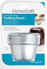 Kitchencraft Mini formičky na pudink Eloxovaný hliník 7,5 cm Sada 4 stříbrných pečicích forem a táců Naty Shop