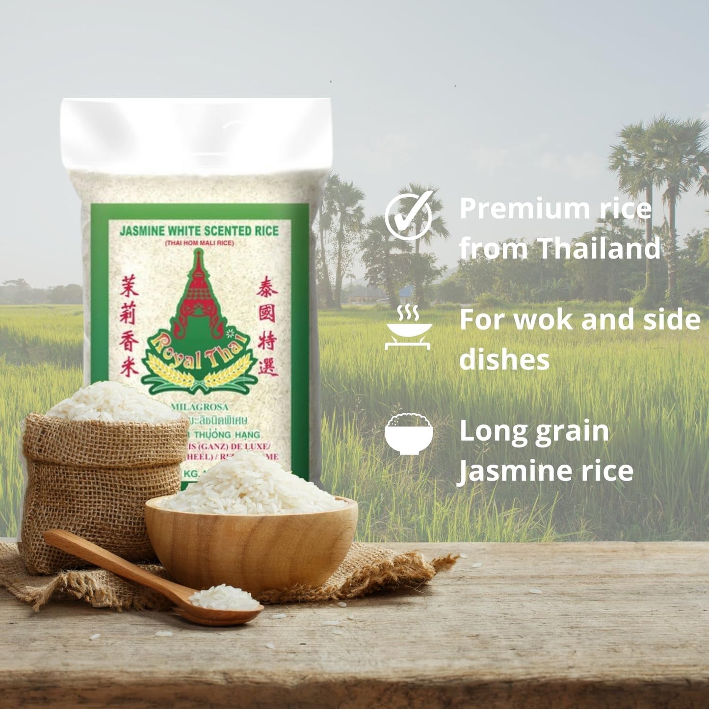 ROYAL THAI RICE - Dlouhozrnná rýže s vůní jasmínu - 10 x 1 KG - Multipack