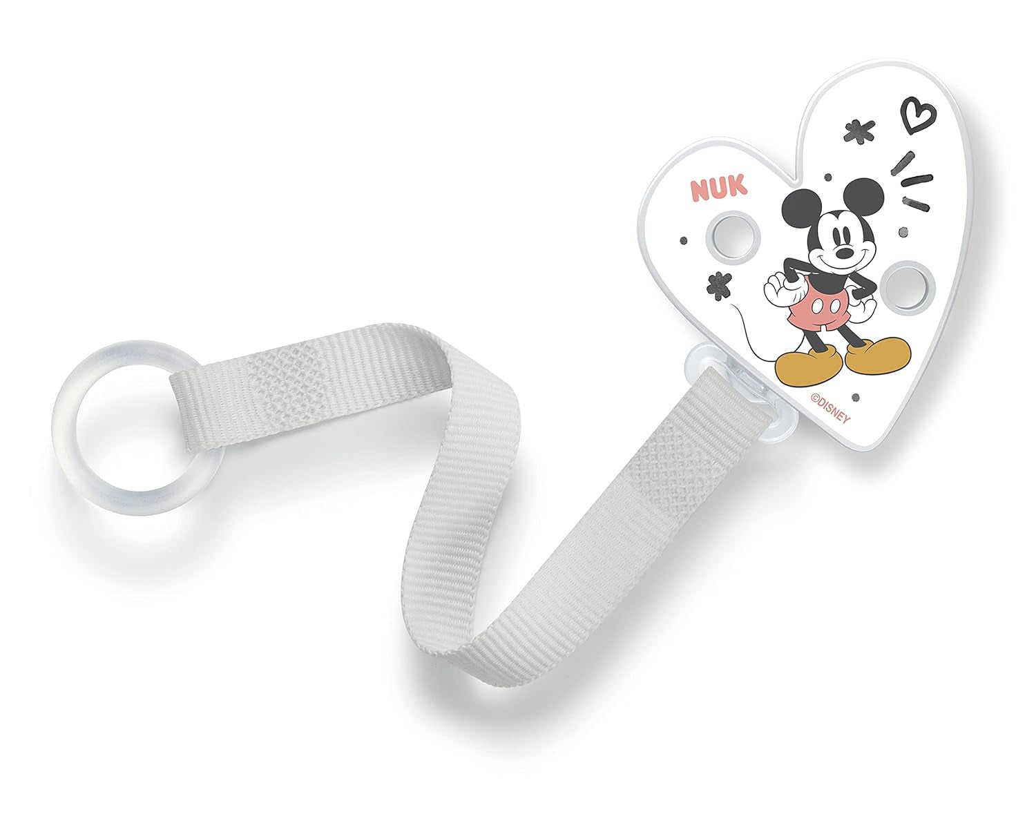 NUK řetízek a klip na dudlík | pro kroužky na dudlík | Robustní a odolný proti rozbití | Disney Mickey Mouse