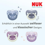 NUK First Choice Classic Day & Night dudlíky pro miminka | 6-18 měsíců | Ortodontické dudlíky, které svítí ve tmě | 95% přijetí miminky** | Modrá | Balení 2