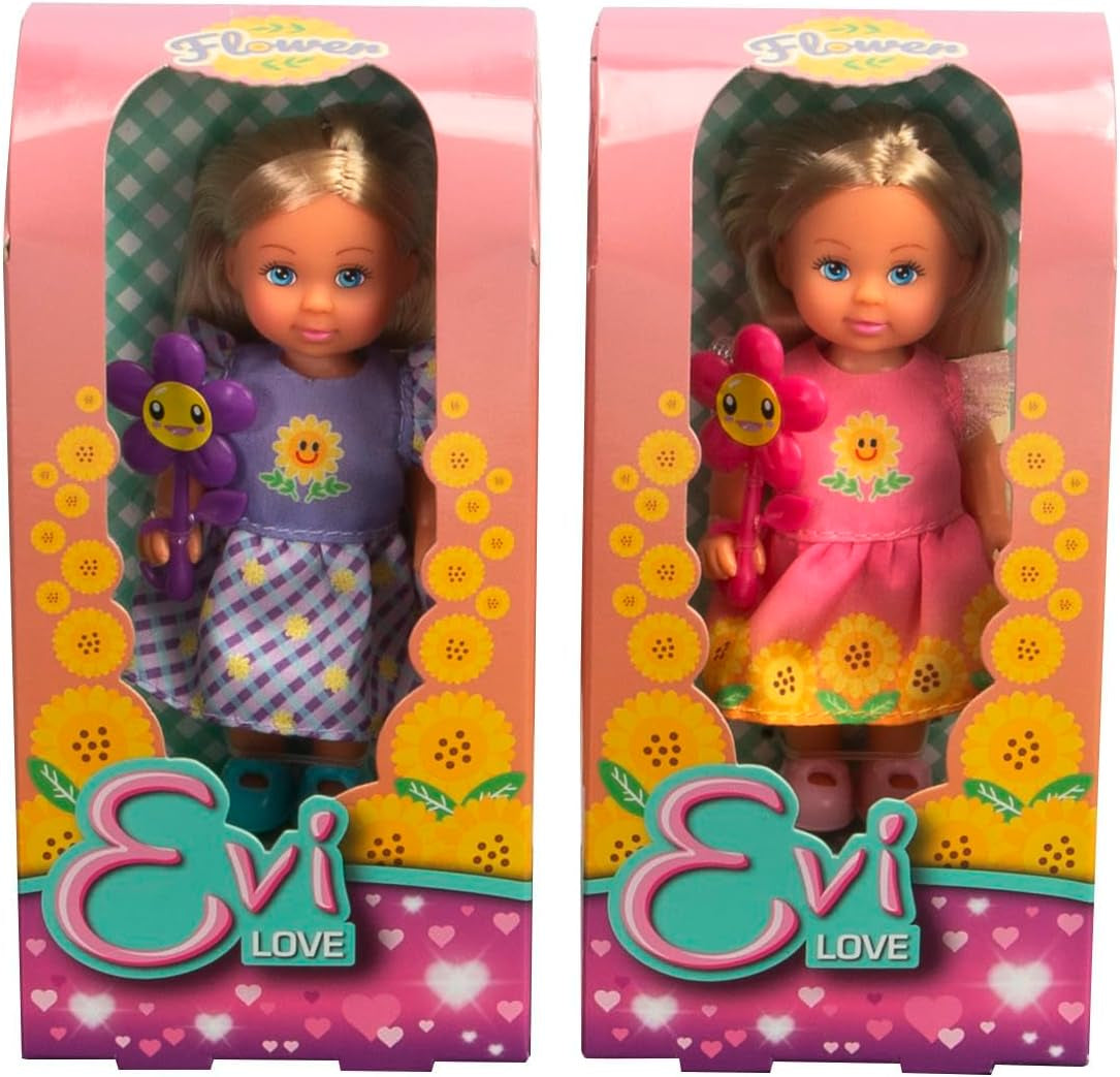 Simba Evi Love Flowers Assorted 2 variace Panenka v roztomilých květinových šatech s květinou 12 cm Hrací panenka Věk 3+ bude odeslána pouze jedna položka