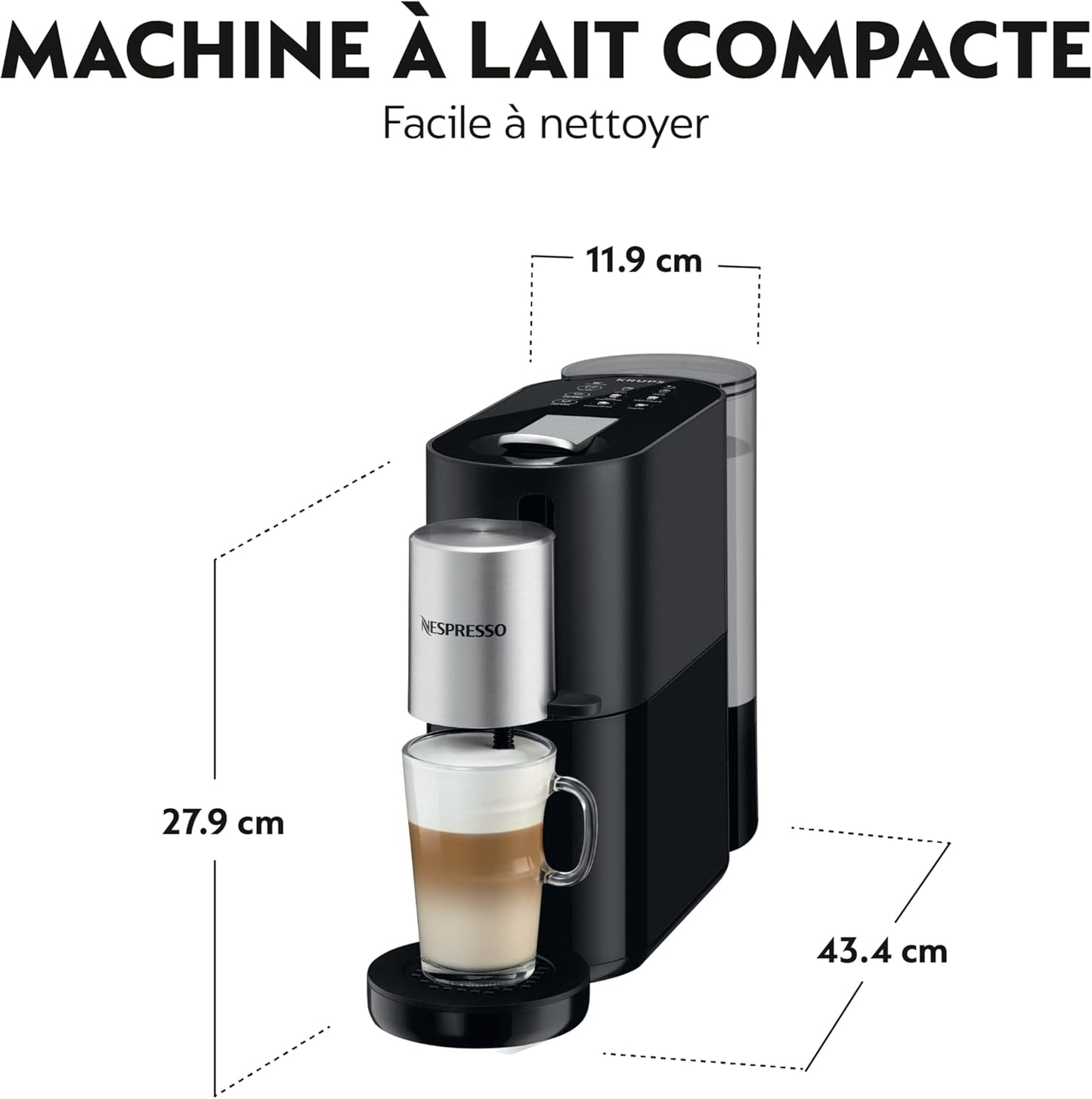 Espresso kávovar Krups Nespresso, kávovar na espresso na kapsle, styl Espresso Barista, napěňovač mléka, Made in France YY4355FD