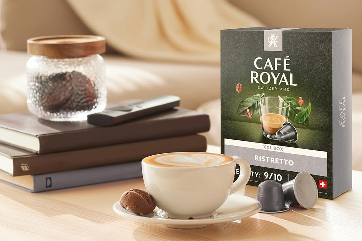 Café Royal Ristretto 36 Kapsel für Nespresso Kaffee Maschine - 9/10 Intensität - UTZ-zertifiziert Kaffeekapseln aus Aluminum (Backung mit 3)