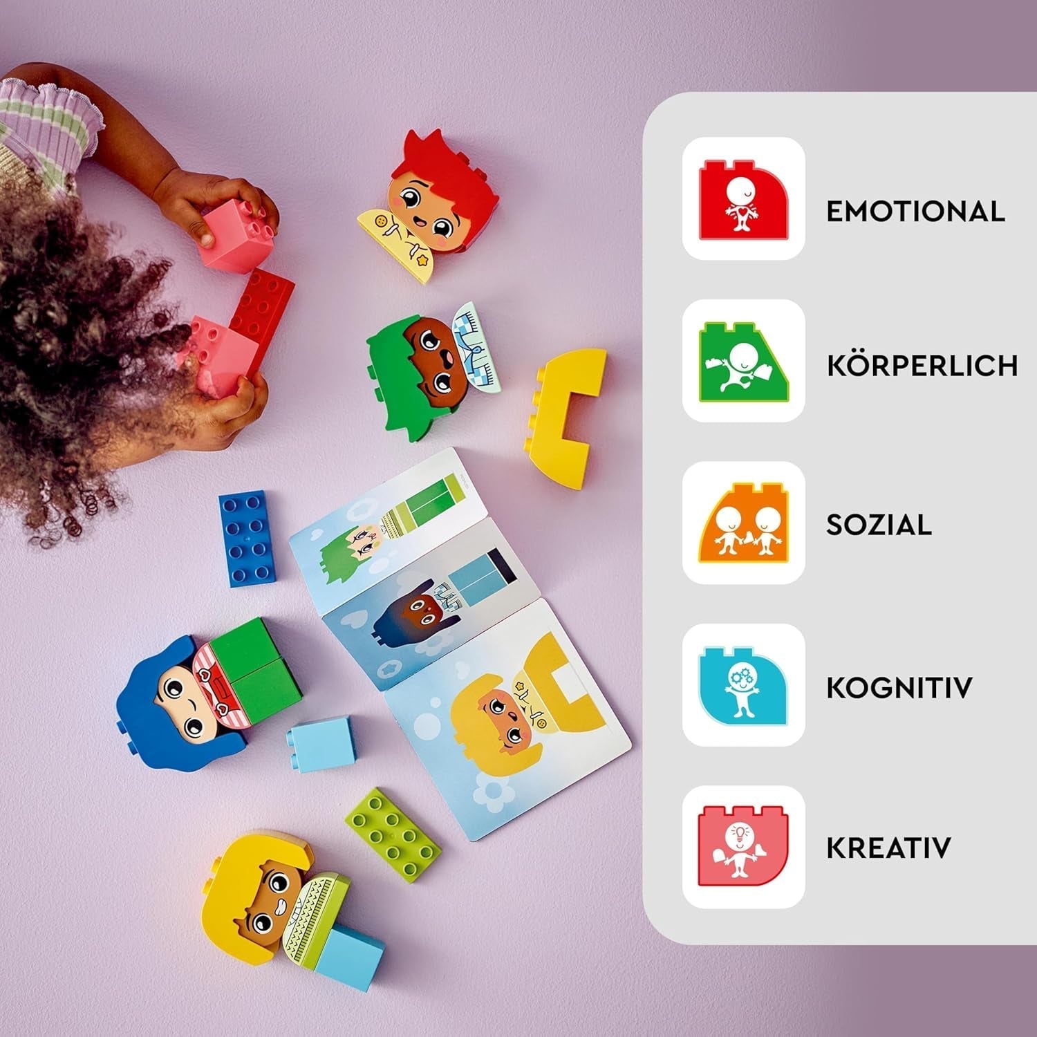 LEGO DUPLO Big Feelings, stavitelská skládací hra s 23 barevnými kostkami a 4 figurkami, motorická hračka na podporu sociálního a emocionálního rozvoje malých dětí od 18 měsíců 10415 Stavebnice Beuche den LEGO-Store