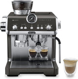Portafiltrační espresso kávovar De'Longhi La Specialista Arte EC9155.MB s mlýnkem, 8 nastavení mletí, tlak 15 barů, 3 nastavení teploty, napěňovač mléka, 1550 W, nádrž 1,7 l, nerez/černá, včetně baristické sady