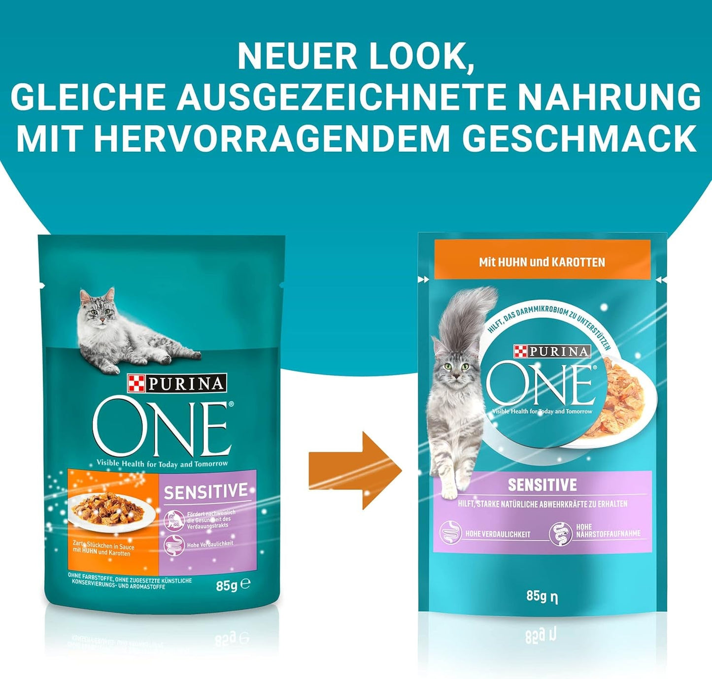 PURINA ONE Sensitive mokré krmivo pro kočky, jemné kousky v kuřecí omáčce, balení 26 ks (26 x 85 g)