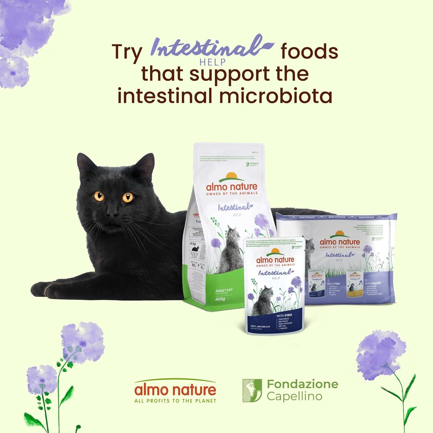 Almo Nature Functional - Intestinal Help - Mokré krmivo pro dospělé a zralé kočky s citlivými střevy - s drůbeží - podporuje mikrobiom - 70 g (balení 30 ks)