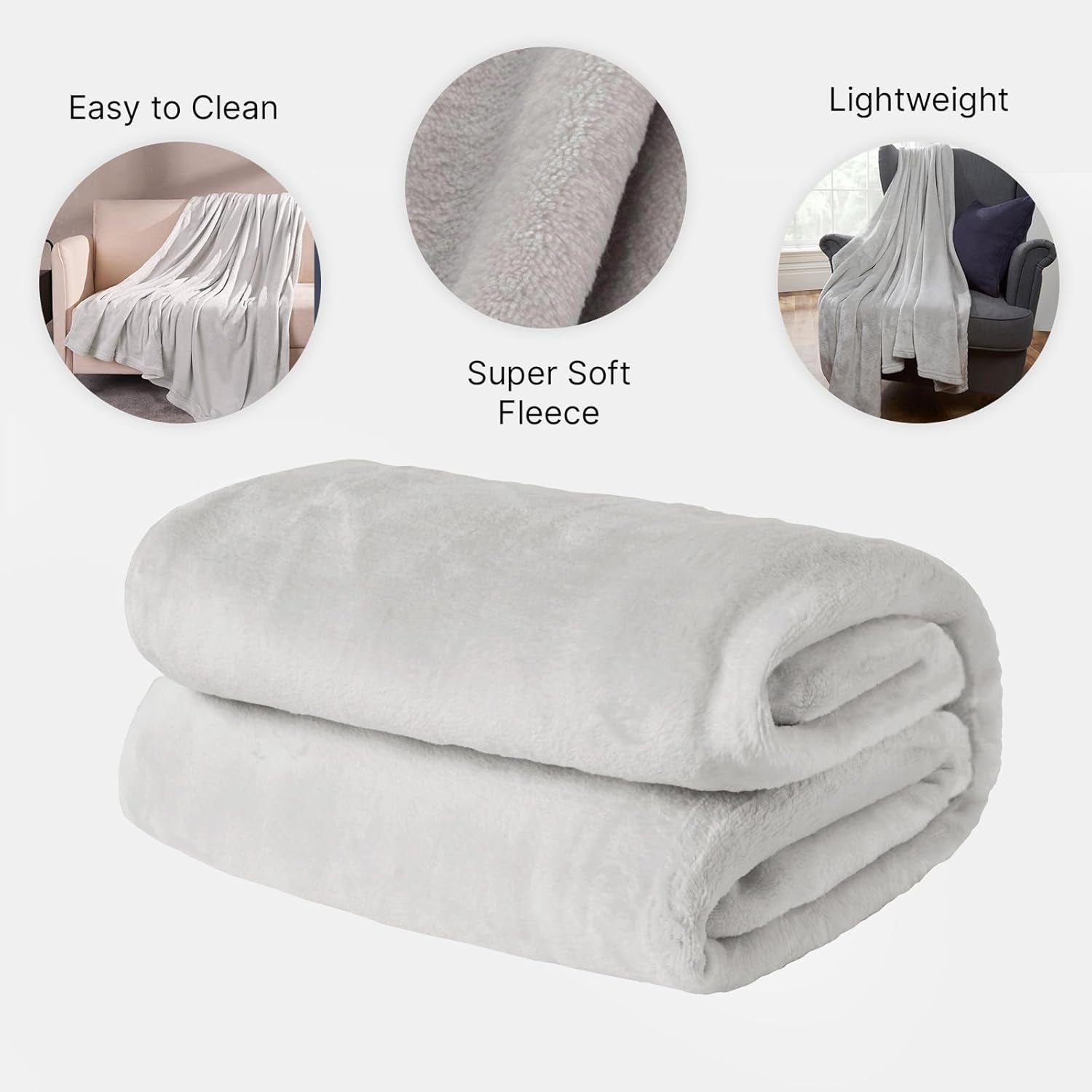 Brentford's Ultra Soft Fleece přehoz, stříbrně šedý, velký dvojitý – 150 x 200 cm postele a přikrývky Beuche den Brentfords-Store