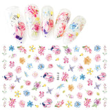 JMEOWIO Nálepka na nehty Frühling Blume 9 Blatt Nagelaufkleber Selbtklebend Rosa Blüte Nálepka na nehty Dekoration Nageldesign Zubehör