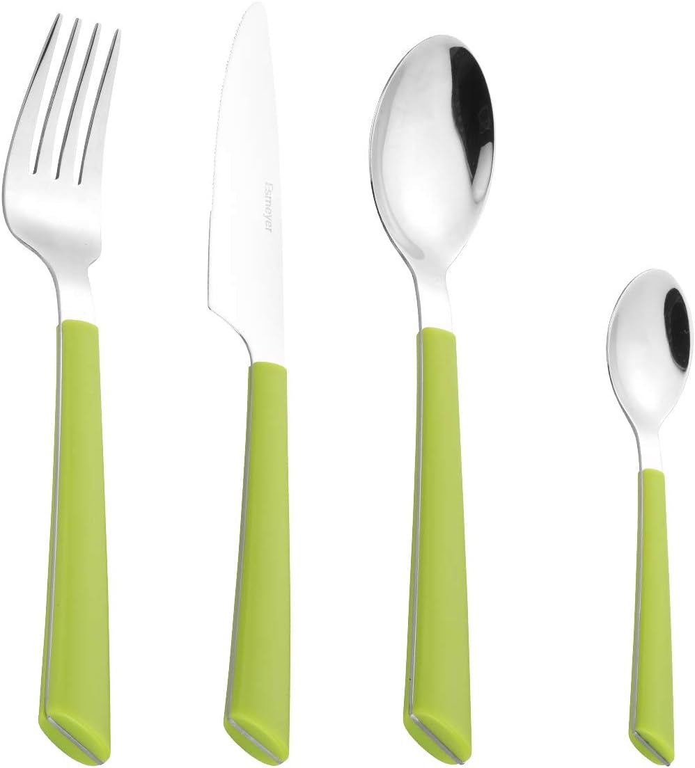 JANE příbory, leštěná nerez 18/0, zelené plastové rukojeti, 24 kusů Kitchen Naty Shop