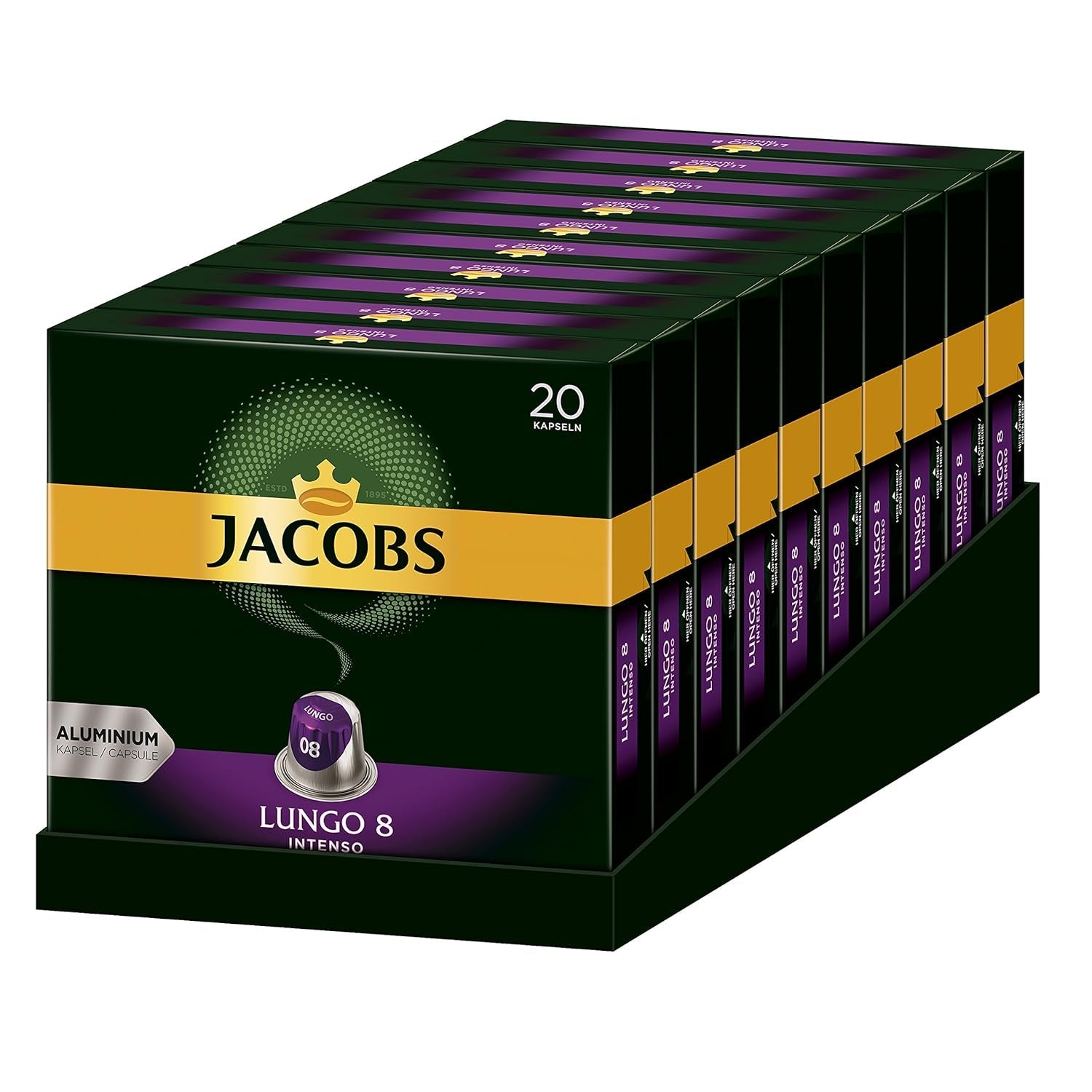 Jacobs Kaffeekapseln Guten Morgen XL Intense - 10er Pack (10 x 20 Getränke) & Kaffeekapseln Lungo Intenso, Intensität 8 von 12, 200 Nespresso®* kompatibilní Kapseln, 10 x 20 Getränke