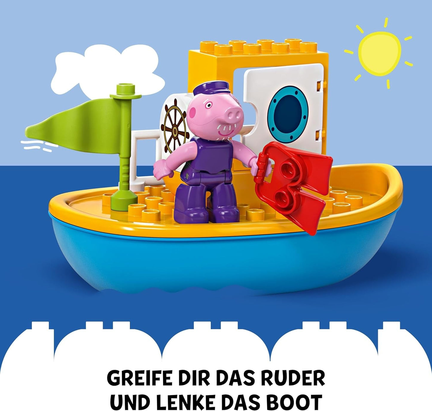 LEGO DUPLO Výlet lodí Peppa: Hrací sada na stavění a přestavování se 2 figurkami, kreativní hračka, tip na dárek pro 2leté děti, chlapce a dívky 10432 Stavebnice Besuche den LEGO-Store