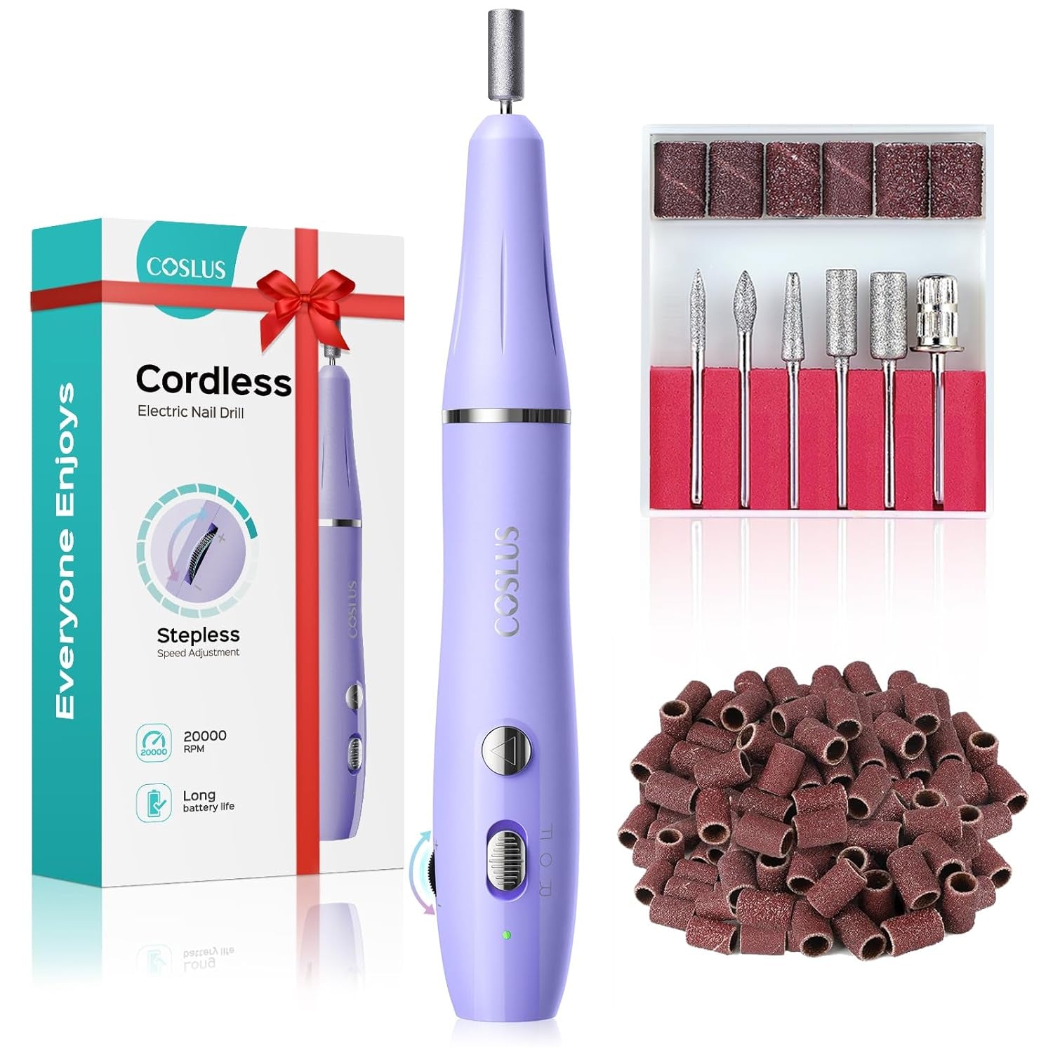 COSLUS Nagelfräser Kabellos Tragbar Für Gelnägel: Elektrische Nagelfeile Stufenlos Geschwindigkeitregelung Für Maniküre Pedicüre and Acrylnägel Plastik Nail Drill Für Anfänger & Nagelstudio Zuhause
